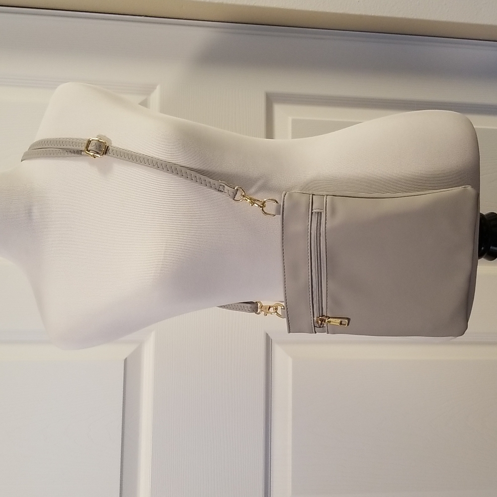 NWOT Grey Faux Leather crossover shoulder purse bag